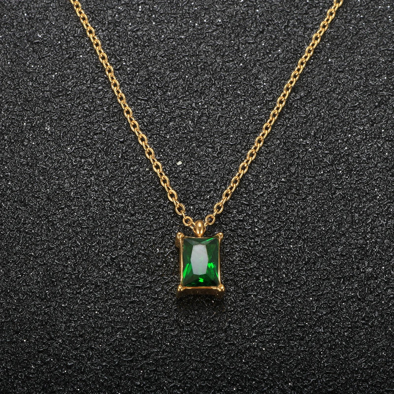 ZMFashion Colorful Zircon Pendant Necklace for Women Crystal Clavicle Jewelry