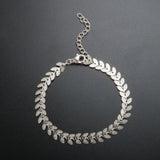 ZMFashion Heart Leaf Chain Bracelets Silver Unisex Anklet Jewelry