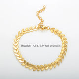 ZMFashion Heart Leaf Chain Bracelets Silver Unisex Anklet Jewelry