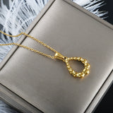 ZMFashion Water Drop Round Bead Titanium Steel Head Pendant