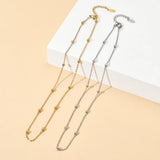 Minimalist Choker Necklace Beads Stainless Steel Chains Necklace