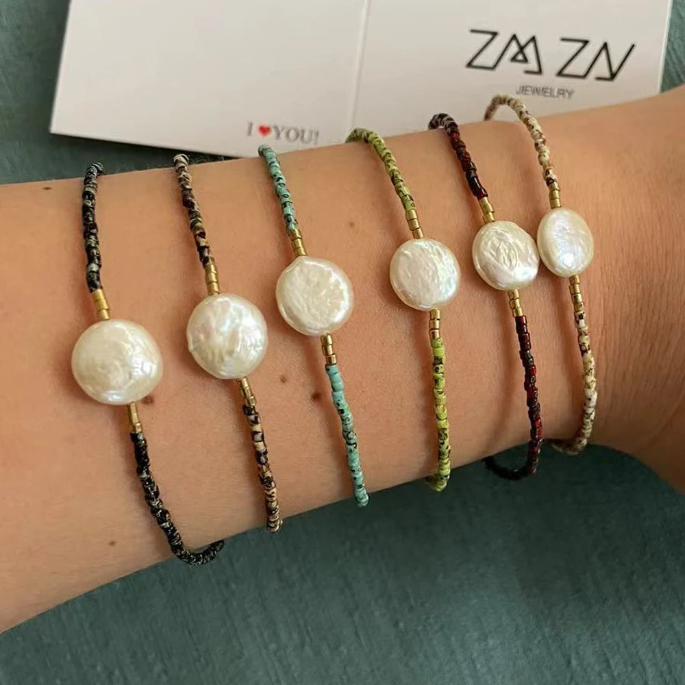 Bohemian Beads Pearl Bracelet Vintage Bangles for Women