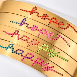 Colorful Boho Cuff Bracelet Stainless Steel Bangle