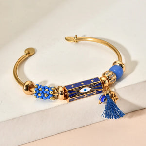 Boho Crystal Hand Cuff Evil Eye Bangle Bracelet
