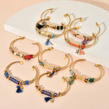 Boho Crystal Hand Cuff Evil Eye Bangle Bracelet