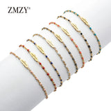Boho Link Chain Stainless Steel Bracelet Tiny Feather Charm Pulseira