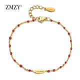 Boho Link Chain Stainless Steel Bracelet Tiny Feather Charm Pulseira