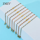 Boho Link Chain Stainless Steel Bracelet Tiny Feather Charm Pulseira