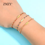 Boho Link Chain Stainless Steel Bracelet Tiny Feather Charm Pulseira
