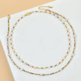 Boho Natural Pearls Necklace Seed Beads Chain Choker Jewelry