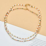 Boho Natural Pearls Necklace Seed Beads Chain Choker Jewelry