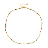 Boho Natural Pearls Necklace Seed Beads Chain Choker Jewelry