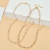 Boho Natural Pearls Necklace Seed Beads Chain Choker Jewelry
