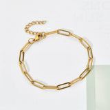 Boho Stainless Steel Chain Bracelet DIY Oval Chain Adjustable