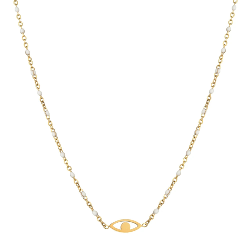 Boho Evil Eye Necklace for Women Girls Stainless Steel Clavicle Chain