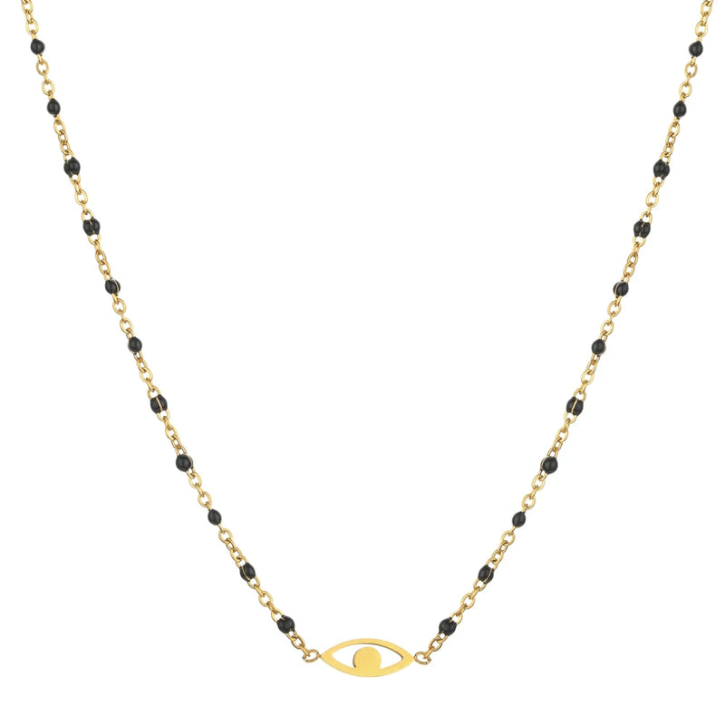 Boho Evil Eye Necklace for Women Girls Stainless Steel Clavicle Chain