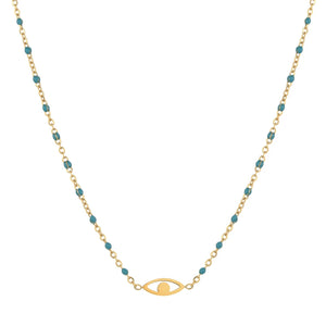 Boho Evil Eye Necklace for Women Girls Stainless Steel Clavicle Chain