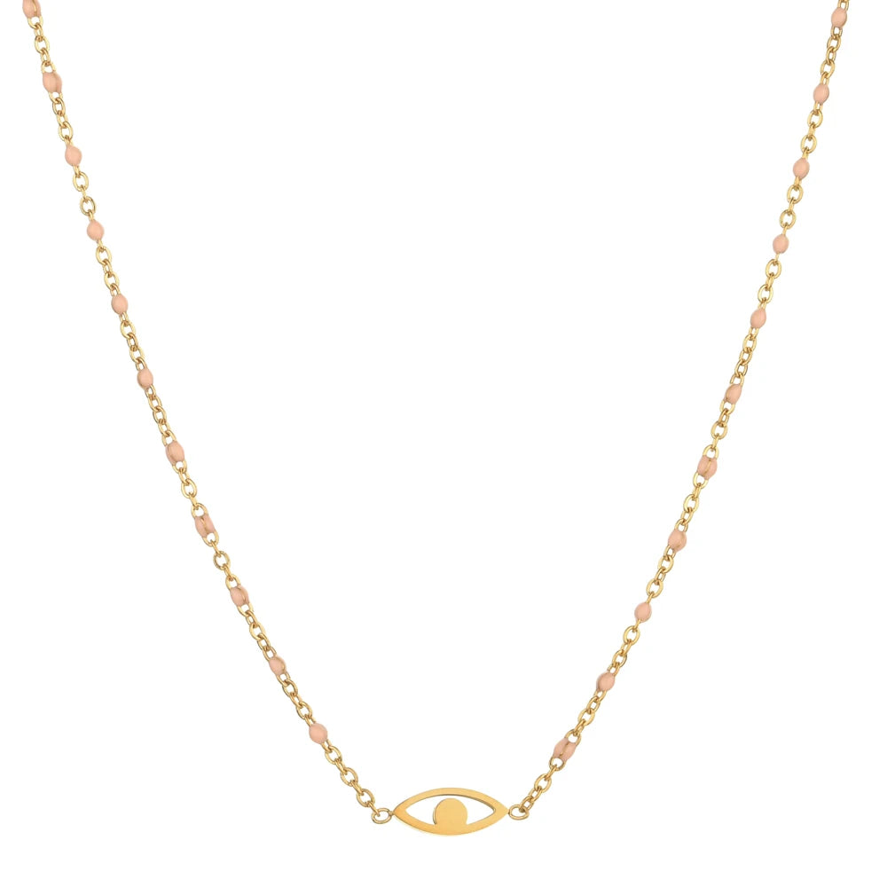 Boho Evil Eye Necklace for Women Girls Stainless Steel Clavicle Chain
