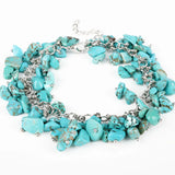 Women Turquoise Charm Bracelet, Boho Jewelry Gift