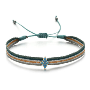 CZ LOVE Charm Bracelet Copper Initial Ribbon Chain Women Jewelry