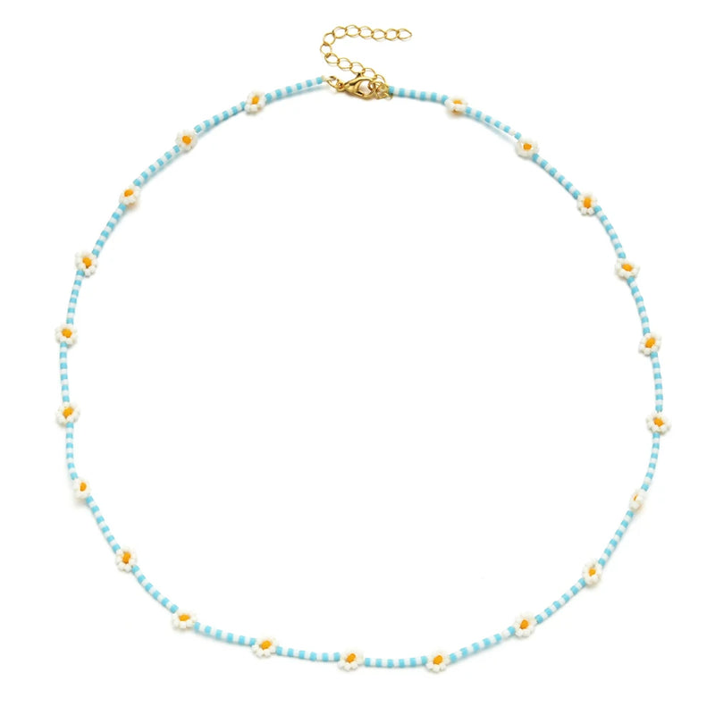 Bohemian Daisy Flower Beaded Bracelet Colorful Stretch Bangle