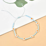 Bohemian Daisy Flower Beaded Bracelet Colorful Stretch Bangle