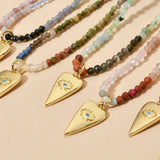 Lapis Lazuli Quartz Pendant Choker Necklace for Girls