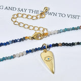 Lapis Lazuli Quartz Pendant Choker Necklace for Girls