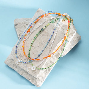Stainless Steel Seed Beads Initial Chokers Shell Letter Pendant Name Necklace
