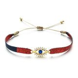 European Ethnic Crystal Charm Bracelet Embroidered Ribbon Bracelet