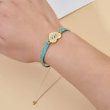 European Ethnic Crystal Charm Bracelet Embroidered Ribbon Bracelet