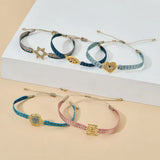 European Ethnic Crystal Charm Bracelet Embroidered Ribbon Bracelet