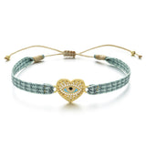 European Ethnic Crystal Charm Bracelet Embroidered Ribbon Bracelet