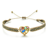 European Ethnic Crystal Charm Bracelet Embroidered Ribbon Bracelet