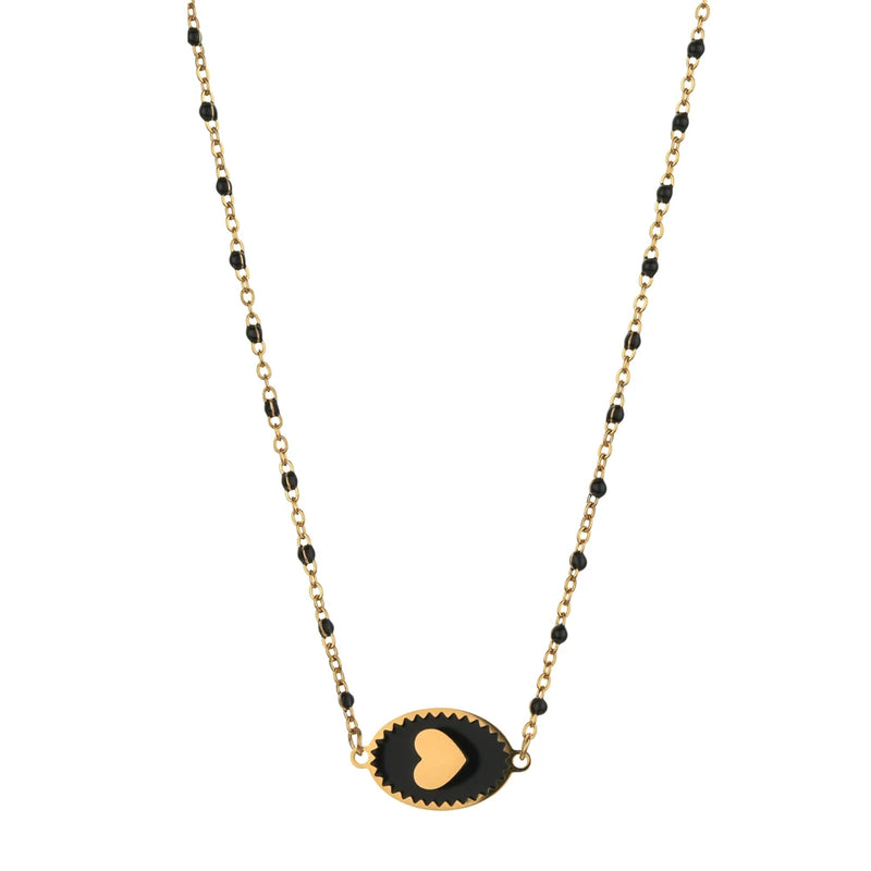 Pink Peach Heart Pendant Necklace for Women
