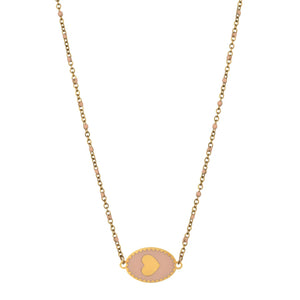 Pink Peach Heart Pendant Necklace for Women