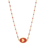 Pink Peach Heart Pendant Necklace for Women