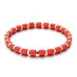 Vintage Geometric Beaded Bracelets Hand Stone Tube Bangles
