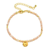 Pink Quartz Charm Bracelet for Women Crystal Beads Jewelry