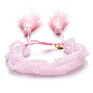 Boho Crystal Bead Bracelets Elastic Stacked Tassel Jewelry