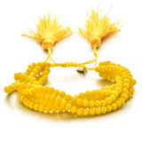 Boho Crystal Bead Bracelets Elastic Stacked Tassel Jewelry