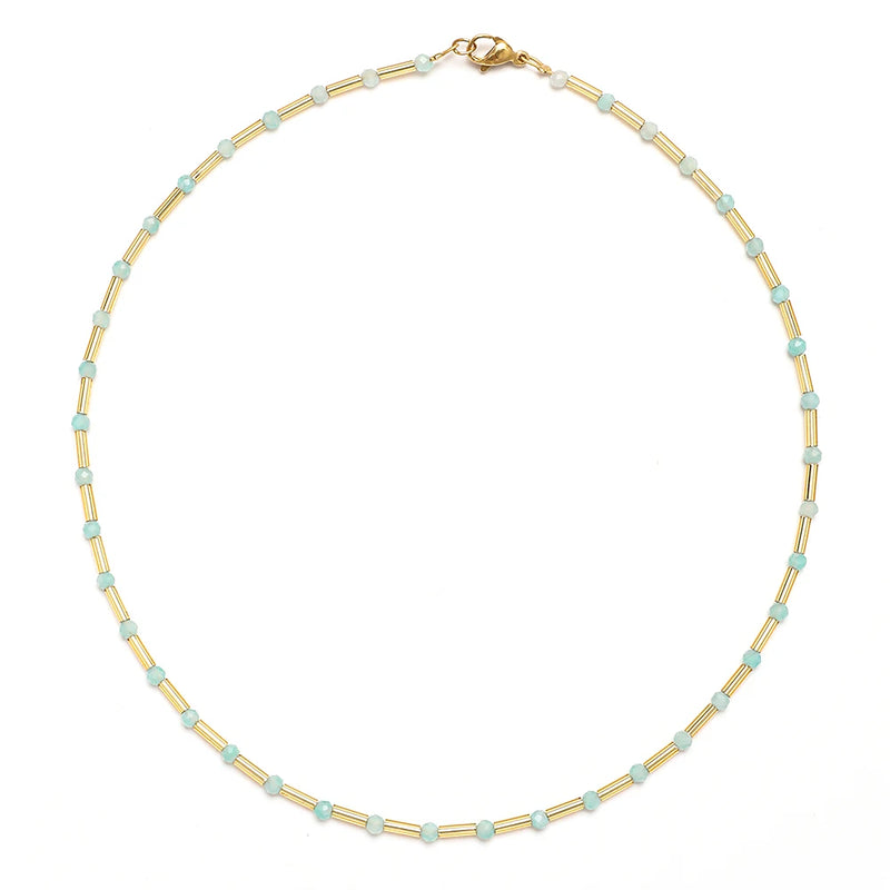 Boho Natural Stone Choker Healing Necklace Crystal Agates Tiny Beads