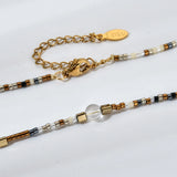 Brown Beads Short Necklace Crystal Stone Choker Necklaces Bijoux Ladies Jewelry