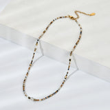 Brown Beads Short Necklace Crystal Stone Choker Necklaces Bijoux Ladies Jewelry