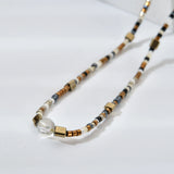 Brown Beads Short Necklace Crystal Stone Choker Necklaces Bijoux Ladies Jewelry