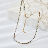 Brown Beads Short Necklace Crystal Stone Choker Necklaces Bijoux Ladies Jewelry