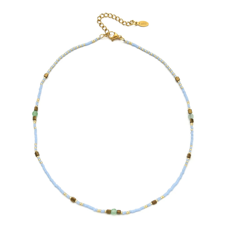 Brown Beads Short Necklace Crystal Stone Choker Necklaces Bijoux Ladies Jewelry