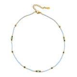 Brown Beads Short Necklace Crystal Stone Choker Necklaces Bijoux Ladies Jewelry