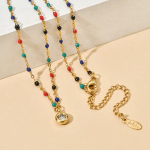 Stainless Steel Crystal Zirconia Clavicle Chain Necklace
