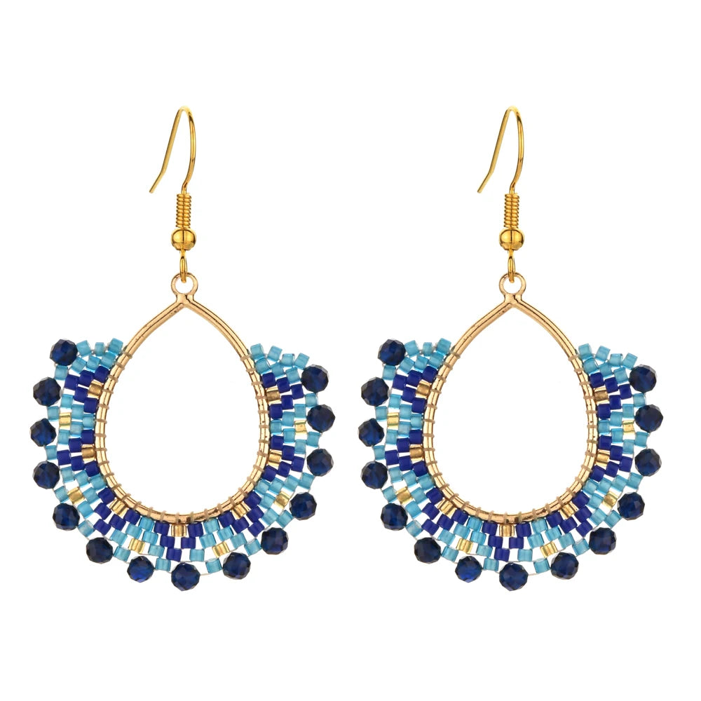 Colorful Seed Glass Rice Bead Earrings for Women